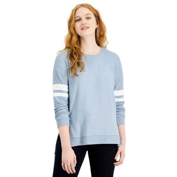 Hippie Rose Juniors Striped-Sleeve High Low Sweater Top Size Large - Picture 1 of 8